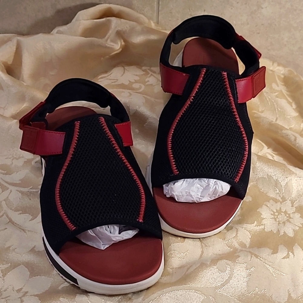 FitFlop Red and Black Velcro Sandals
